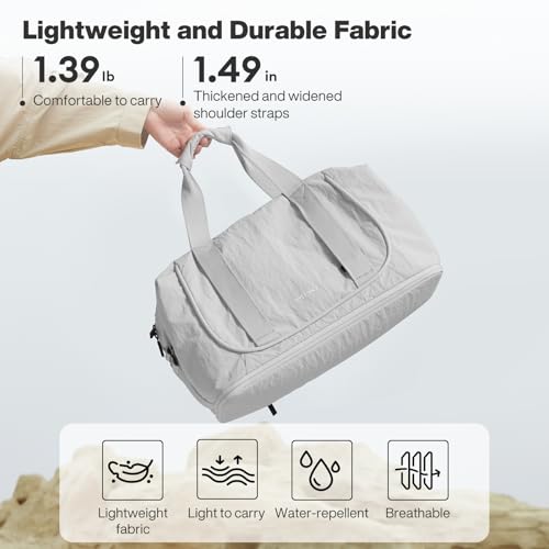 mixi Travel Tote Bag for Women Large Expandable Travel Bag Waterproof Lightweight Carry On Personal Item Handbag - color: Light Gray