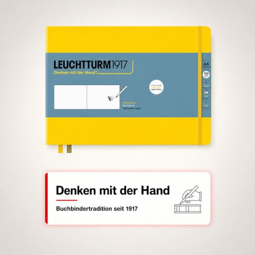 Leuchtturm1917 - Medium Landscape Hardcover Sketchbook (Lemon) - 112 Pages of 150g/m² Paper - color: Lemon, size: Medium Landscape (A5)