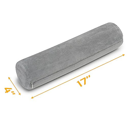 AllSett Health Firm Cervical Neck Roll Memory Foam Pillow, Bolster Pillow, Round Neck Support for Sleeping | Bolster for Bed, Legs, Back and Yoga - style: 17x4 Inch, Firm