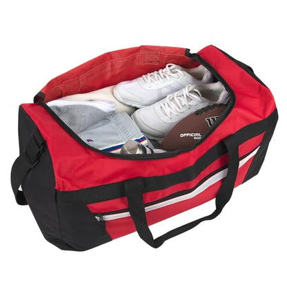 40 Liter, 22 Inch Reflective Duffle Bag with Shoulder Strap for Men, Women, Travel - color: Red