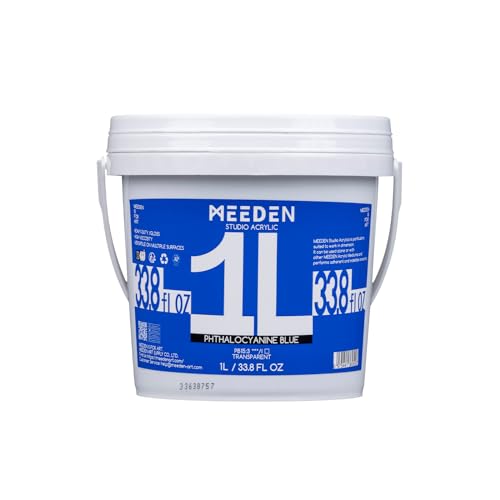 MEEDEN Phthalocyanine Blue Acrylic Paint: 1L /33.8oz Heavy Body Paints | Thick Art Paints Non-Toxic Gloss Finish for Canvas Crafts - color: Phtalocyanine Blue - 1L