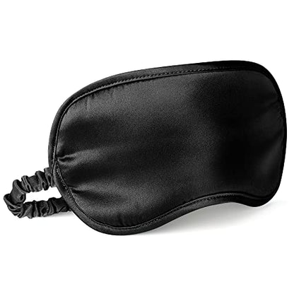 LULUSILK Mulberry Silk Sleep Eye Mask Blindfold with Elastic Strap Headband, Soft Eye Cover Eyeshade for Night Sleeping, Travel, Nap(Black), Pack of 1 - color: Black-2