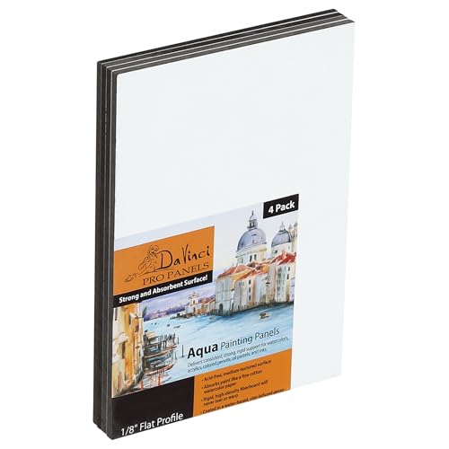 Jerry's Artarama Da Vinci Aqua Pro Panels - 5x7" - Pk of 4-1/8" Thick Rigid Watercolor Board with Acid-Free Surface, Clay-Infused Gesso, Ideal Watercolor Boards for Painting Mixed Media - size: 5x7" - Pk of 4