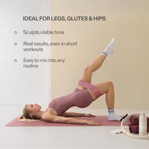 Premium Loop Resistance Bands Set - Non Slip Fabric Booty Bands for Glutes & Legs (Light, Medium, Heavy) | Hip Bands for Pilates, Strength Training & Home Workouts - color: Dusty Rose