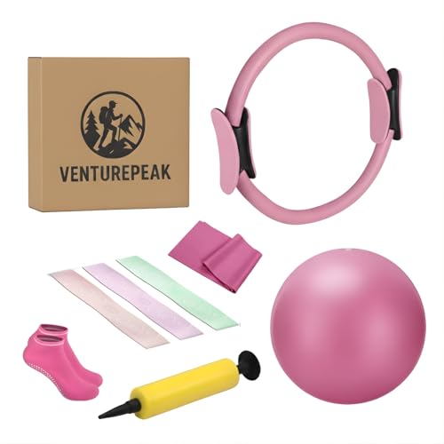 VENTUREPEAK Pilates Ring for Women – Dual-Grip Toning Circle for Thighs, Arms & Core | Lightweight Resistance Ring for Home Workout, Yoga & Balance Training - color: PINK