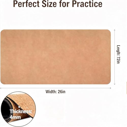 Cork Yoga Mat 4mm Thick Cushioning High Density Natural Rubber Pilates Exercise Pad with Carrying Strap 72 x 26 Inch for Home Gym