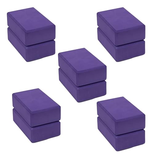 3in Foam Bulk Yoga Blocks, 10 Pack | Bulk Workout Brick for Stretching, Pilates, and Workout, Firm and Supportive Exercise Blocks for Home, Schools, and Studios - color: Purple