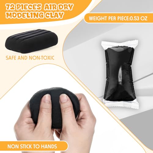 VioraWhite 72 Pcs 38oz Air Dry Clay Bulk Modeling Clay,Black | Ultra Lightweight Foam Modeling Clay for Kids Adults, DIY Gifts Party Arts Crafts, School Project Supplies - color: Black