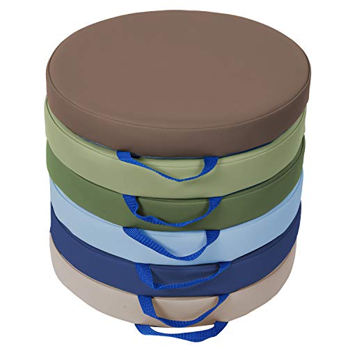 Factory Direct Partners SoftScape 15 inch Round Classroom Floor Cushions with Handles; Flexible Seating for Daycare, Preschool, Playroom; 2 inch Thick Deluxe Foam (6-Piece) - Earthtone, 11232-ET - color: Earthtone, size: Round