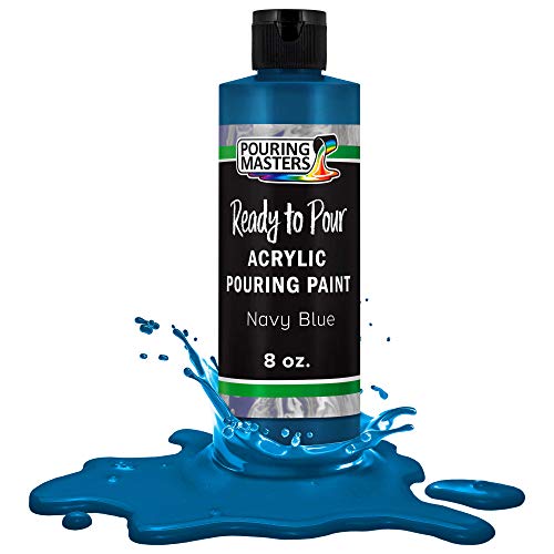 Pouring Masters Navy Blue Ready to Pour Acrylic Pouring Paint - Premium 8-Ounce Pre-Mixed Fluid Acrylic Paint - Fluid Art Supplies for Canvas, Wood, Paper, Tile & Rocks | Premium, Pre-Mixed Fluid Acrylic Paint - Fluid Art Supplies for Canvas, Wood, Paper,