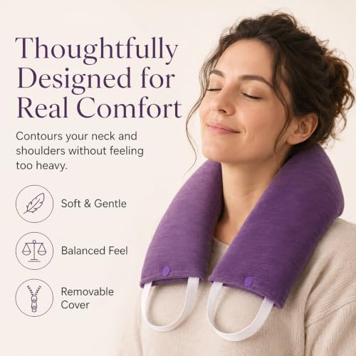 Premium Lavender Microwavable Neck Wrap Set, Heating Pad with Eye Pillow | Microwavable neck heating pad set with washable covers, lavender, Himalayan salt & buckwheat hulls, relaxing spa gift.
