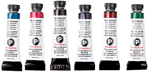 Daniel Smith Watercolor, 5ml Tubes, Mineral Mixing Set with 6 Primatek Watercolor Tubes, 1oz Watercolor Ground, Mixing Guide, Plastic Case (Total 9 Pieces) 285610103