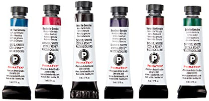 Daniel Smith Watercolor, 5ml Tubes, Mineral Mixing Set with 6 Primatek Watercolor Tubes, 1oz Watercolor Ground, Mixing Guide, Plastic Case (Total 9 Pieces) 285610103