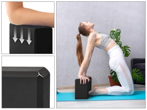 EXERZ Yoga Blocks 2 pack, Gym Blocks, Exercise Workout Fitness Bricks, Pilates Stretch Handstand Non-Slip - color: Black