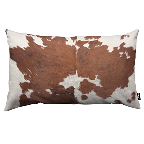TKS MITLAN Brown Cowhide Throw Pillow Case Cushion Cover for Use As A Background in Full Frame Linen Couch Bed Sofa Car Waist Cushion Cover 12 x 20 inch - color: Brown Cowhide, size: 20" x 12" (Pack of 1)