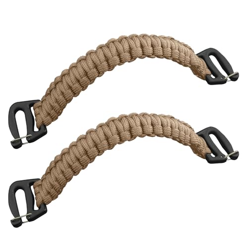Tactical Weaving Handle with Buckle Ends - Molle System Compatible, 9-Core Paracord Construction, Emergency Rope, for Backpacks, Sling Bags & Chest Bags (2 pcs, Khaki) - color: Khaki, size: 2 Pcs
