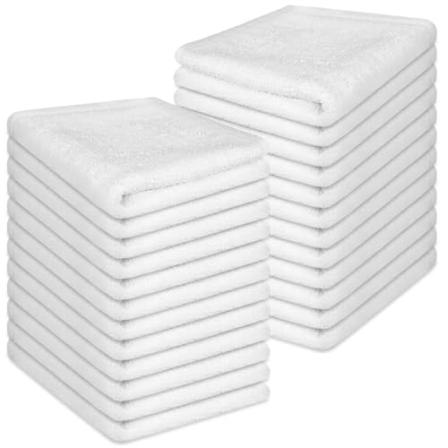 Washcloths Set, 24-Pack Cotton Wash Cloths, 12x12 Inch, White - color: White 24 Pack