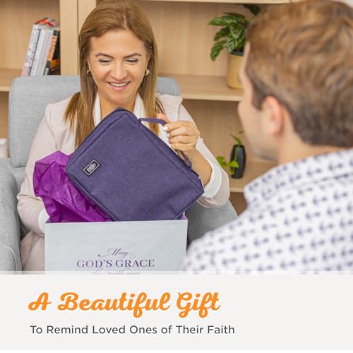 Christian Art Gifts Men/Women's Bible Cover Jesus Fish, Purple Canvas, Medium - color: Purple/Jesus Fish, size: Medium