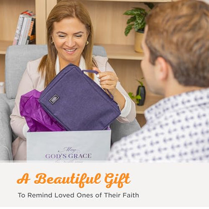 Christian Art Gifts Men/Women's Bible Cover Jesus Fish, Purple Canvas, Medium - color: Purple/Jesus Fish, size: Medium