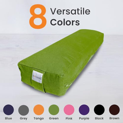 Pranayama Yoga Bolster Meditation Pillow - color: Green, size: Rectangular 26" x 8" x 5"