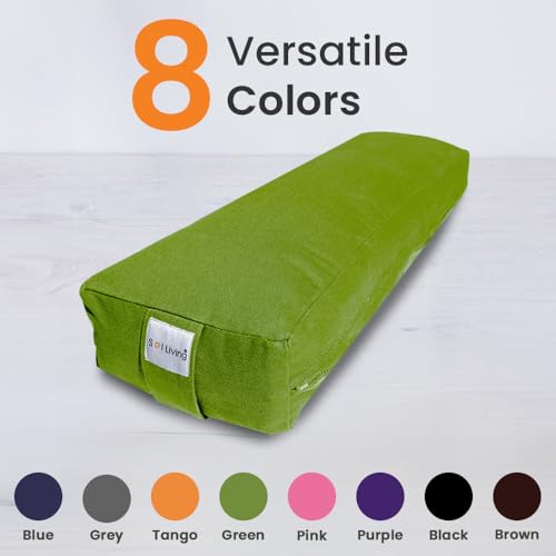 Pranayama Yoga Bolster Meditation Pillow - color: Green, size: Rectangular 26" x 8" x 5"