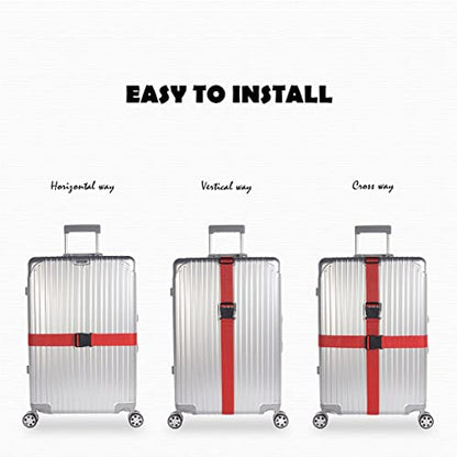 4pcs 74″×2″Luggage Straps for Suitcases,Adjustable Suitcase Straps and Heavy Duty Strap Buckle Packing Straps Travel Accessories,Red - color: Red 4PCS