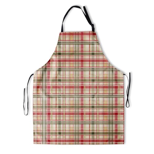 Giwawa Unisex Adult Apron Waterproof Stain Resistant Kitchen Cooking Apron with 2 Pockets for BBQ Grill Painting - color: Fall Plaid