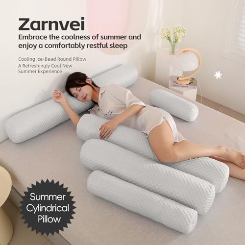 Summer Cool Touch Cylindrical Body Pillow, Round Bolster Pillow for Sleeping, Sofa Headrest Cushion, Blue, Grey，Multiple (Grey, 39.4 * 7.9in) - color: Grey, size: 39.4*7.9in