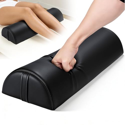 Upgraded Large Massage Bolsters for Under Legs, 24x8x4 in Half Moon Pillow | PU Leather Semi-Round Leg Bolster for Massage Table, Ankles Back Pain Relief Knee Bolster Cushion Bolster Pillow for Legs - color: Large Black - 24x8x4 in - Pu Leather