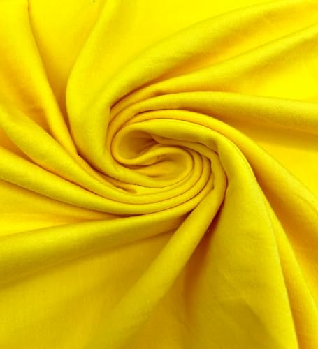 EOVEA - Cotton Spandex Fabric by The Yard - 4 Way Stretch Jersey Knit - Spandex & Cotton T-Shirt Fabric - Lightweight, Breathable - 60" Wide Roll| 10 oz(Yellow, 1 Yard) - color: Yellow, size: 1 Yard
