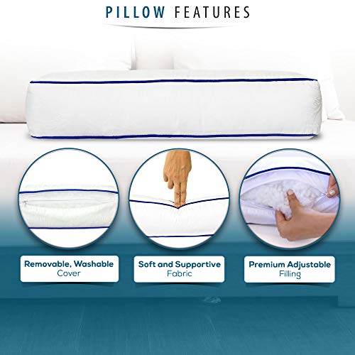 Nature's Guest Adjustable Cervical Neck Roll Bolster Pillow for Sleeping, Neck Pain Relief, Spine Support, Travel, Leg Support, Pregnancy, Cotton Cover, Hypoallergenic Microfiber Fill