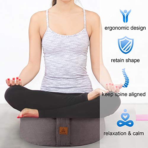 Zafu Buckwheat Meditation Cushion,D=13"/16" H=5.5",Round Zabuton Meditation Pillow,Yoga Bolster Kneeling Pillow Premium Yoga Pillow for Sitting on Floor Zippered Cotton Cover - color: Purple, size: 13”x13”x5”