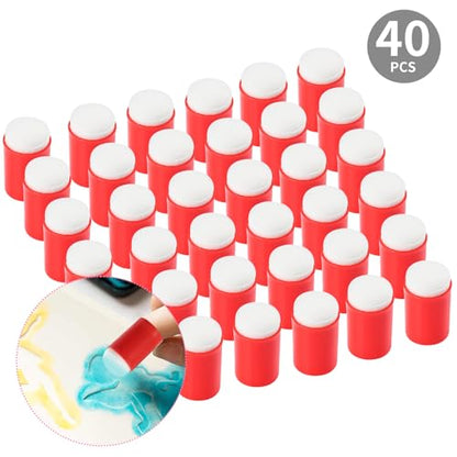 40 Pieces Sponge Daubers with Storage Case - Applicator for Stenciling, Sponging, and Detailed Effects - Fits Over The Finger and Makes Blending Accuracy Easier - color: Red
