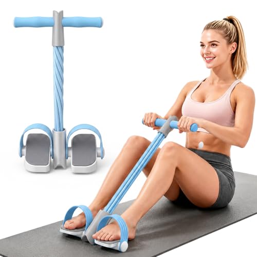 Upgraded Foot Pedal Resistance Band with Handle, 6-Tube Elastic Resistance Bands for Home Workout, Multifunction Exercise Equipment for Abdomen, Core/ABS, Waist, Arm, Leg - color: Blue