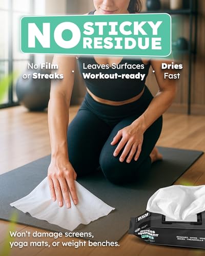 GymSoap Gym & Yoga Mat Cleaner Wipes, Plant Based - 100 Gym Equipment Wipes to Clean Exercise Equipment, Treadmill, Peloton Bikes - Gym Supplies, Cleaning Wipes for Home & Gym - Spa Fresh Scent