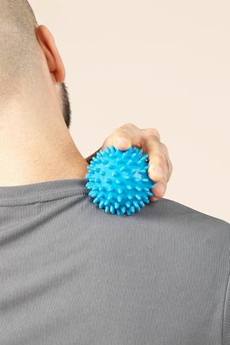 Posture Magic Massage Ball Set for Myofascial Trigger Point Release & Deep Tissue Massage - Set of 6 - Large Foam/Small Foam/Lacrosse/Peanut/Spiky/Hand Exercise Ball (Blue) - color: Blue