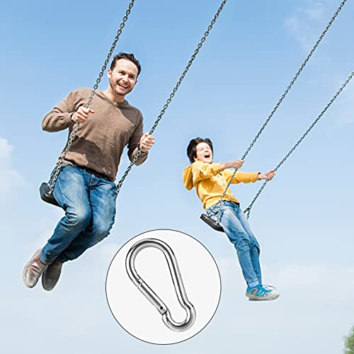 Hanging Chair Chain Set of 2 Stainless Steel Heavy Duty Hanging Kits with 4 Carabiners Hammock Chair Hardware for Indoor Outdoor Playground Hanging Chair Hammock Chair Punching Bags - 23.62"