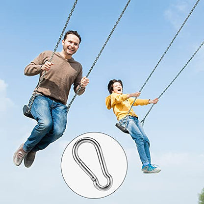 Hanging Chair Chain Set of 2 Stainless Steel Heavy Duty Hanging Kits with 4 Carabiners Hammock Chair Hardware for Indoor Outdoor Playground Hanging Chair Hammock Chair Punching Bags - 23.62"