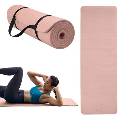 Gaiam Thick Yoga Mat, Exercise & Fitness Mat with Easy-Cinch Carrying Strap - color: French Rose, size: 2/5" (10MM)