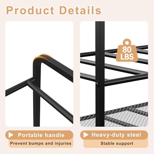 Lutown-Teen Yoga Mat Storage Rack with Wheels and Rounded Corners, Black | Large-Capacity Home Gym Storage Yoga Mat Rack for Fitness Class, Home, Gym, Workout Room, Easy Assembly