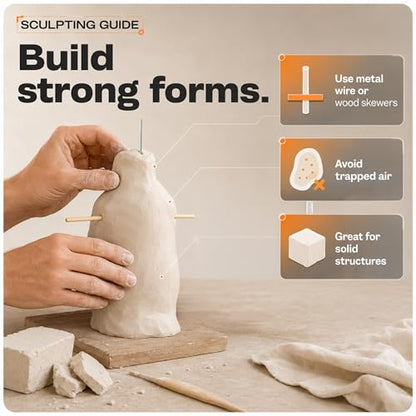 WOODOVER Premium Air Dry Clay White, 10 lb – Natural Modeling Clay for Sculpting, Pottery & DIY Crafts – Self-Hardening for Artists, Beginners and Professionals