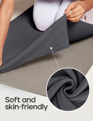 Heathyoga Yoga Mat Towel Non Slip for Hot Yoga Towel with Silicone Grip & Free Spray Bottle, 72"X26" Extra Large Microfiber Yoga Towel for Bikram, Pilates, Fitness - color: Grey