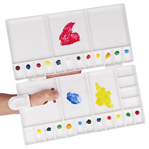 Transon Paint Palette Box 33 Wells for Mixing Gouache, Acrylic and Oil Paint with 1 Paint Brush - size: 33 Wells