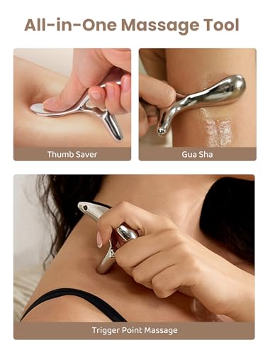 lifechill Trigger Point Massage Tool for Pain Relief Deep Tissue & Gua Sha, HSA Fascia Release Tools for Full Body, FSA Eligible Items Muscle Scraper Acupressure Tool TMJ Relief, Thumb Saver Neck Foot - color: Silver