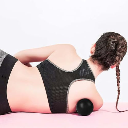 WOVTE Massage Lacrosse Ball for Sore Muscles, Shoulders, Neck, Back, Foot, Body, Deep Tissue, Trigger Point, Muscle Knots, Yoga and Myofascial Release (Black) - color: Black