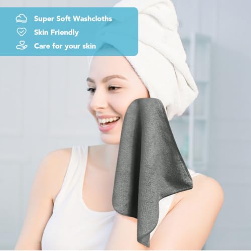 Orighty Washcloths Bulk, 200 Pack Microfiber Face Towels, 12x12 Inch Grey - color: Grey