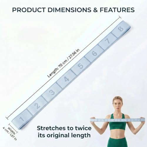 Resistance Bands for Legs: 8-Section Stretching Strap Yoga Strap with Loops | Stretch Bands for Exercise, Elastic Band Stretch Strap for Glutes Physical Therapy, Dance Flexibility Home Pilates Equipment - color: Blue