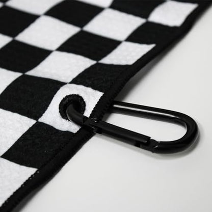 RokFit Gym & Golf Towel – Multi-Use, Quick-Dry, Durable Utility Towel with Bold Graphic and Carabiner Clip (Checker) - color: Checker