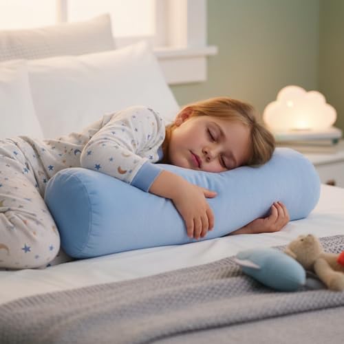 Special Needs Essentials FocusPad Vibrating Sensory Bolster Pillow - Calming Massage Cushion for Kids and Adults with ADHD or Autism, Lap, Neck & Back Support | Blue Gray