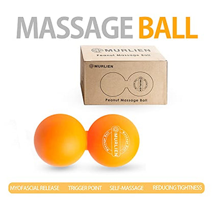 Peanut Massage Ball, Double Lacrosse Ball for Myofascial Release, Trigger Point Therapy, Muscle Relief, Acupoint Massage, Alleviating Neck, Shoulder, Back, Legs, or Muscle Tension - Orange